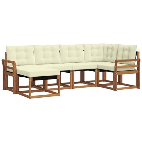 Set di divani da esterno con cuscino 6 pcs Naturale e Crema - Foto 1