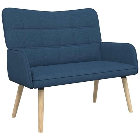 Sofa a Due Posti Blu 115 x 61 x 87 cm Tessuto - Foto 1