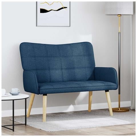 Sofa a Due Posti Blu 115 x 61 x 87 cm Tessuto - Foto 2