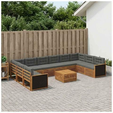 Set divani con cuscino 11 pcs Legno di Acacia Massello - Foto 2