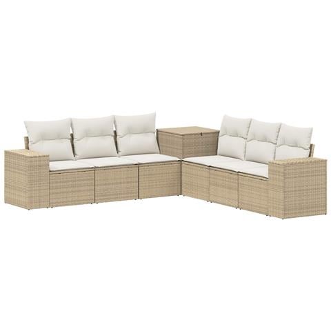 Set di divani 7 pcs Beige e Bianco Crema - Foto 1