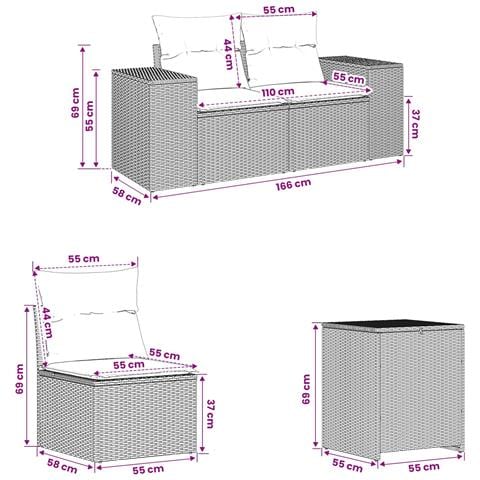 Set di divani 7 pcs Beige e Bianco Crema - Foto 9