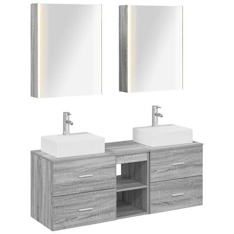 Set di mobili per il bagno 5 pcs Sonoma grigio - Foto 1