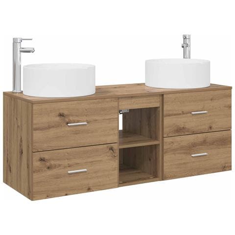 Set di mobili per il bagno 3 pz Rovere Artigianale - Foto 2