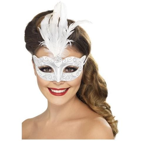 Mascherina Veneziana Bianco E Argento Taglia Unica - Foto 1