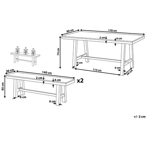 Set Di Tavolo E Panchine Da Giardino In Legno Nero Marrone Scania - Foto 30