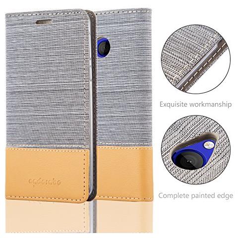 Custodia Compatibile Con Htc U Play In Grigio Chiaro Marrone - Coperchio Protettiva Con Chiusura Magnetica, Funzione Stand E Tasca Per Le Carte - Foto 2