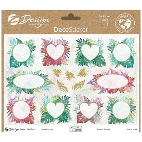 Zweckform Zdesign Trend Sticker Deko Farnbltter Konturgestanzt, Aus Beschriftbarem Papier, Wiederablsbar, - 1 Stck (54564)  - Foto 1
