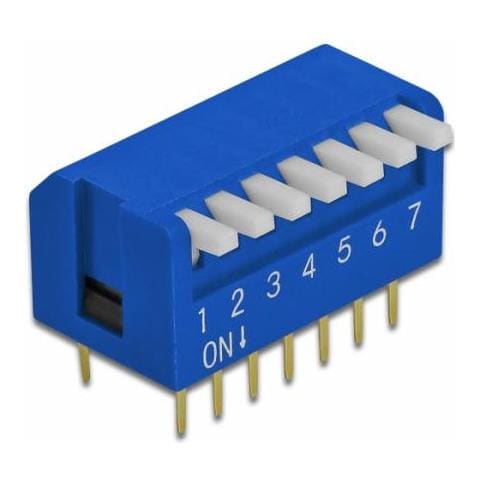 Dip Flip Switch Piano 7-digit 2,54 Mm Pitch Tht Vertical - Dip-schalter - Blau (packung Mit 10) (66422)  - Foto 2