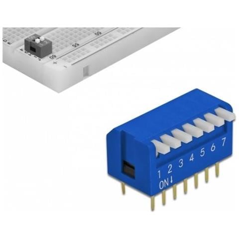 Dip Flip Switch Piano 7-digit 2,54 Mm Pitch Tht Vertical - Dip-schalter - Blau (packung Mit 10) (66422)  - Foto 1