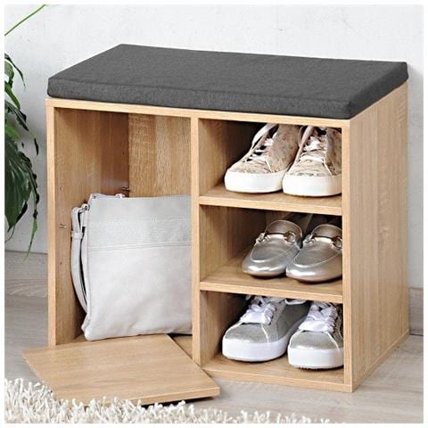 Scarpiera Per Corridoio, Cassettiera In Legno Con Sedile - Foto 4