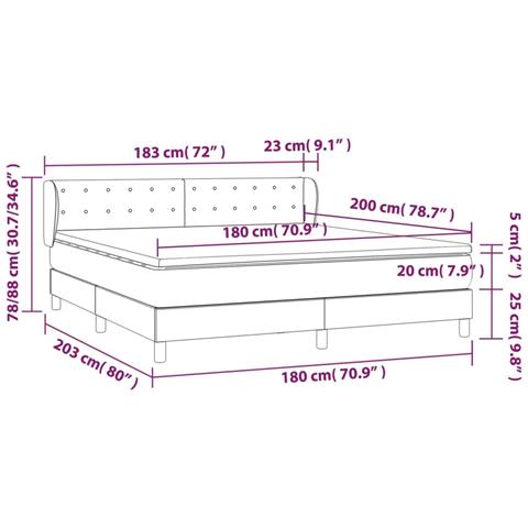 Giroletto A Molle Con Materasso Grigio Chiaro 180x200cm Velluto - Foto 6