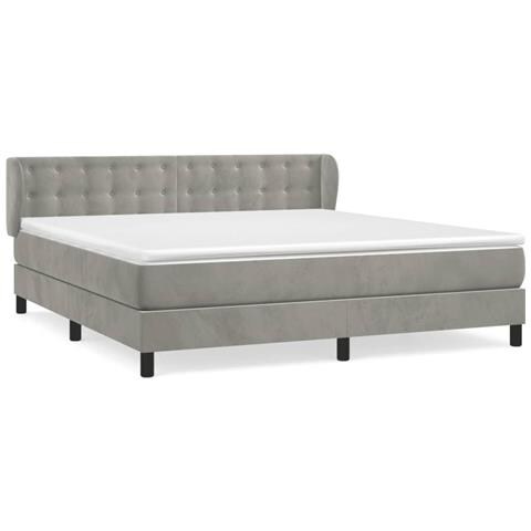 Giroletto A Molle Con Materasso Grigio Chiaro 180x200cm Velluto - Foto 1