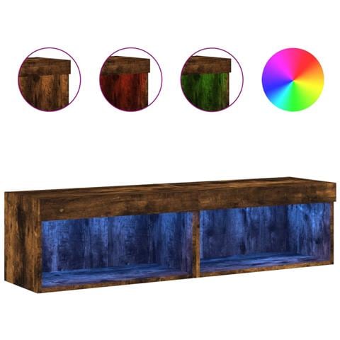 Mobili Porta Tv Con Luci Led 2 Pz Rovere Fumo 60x30x30 Cm - Foto 2