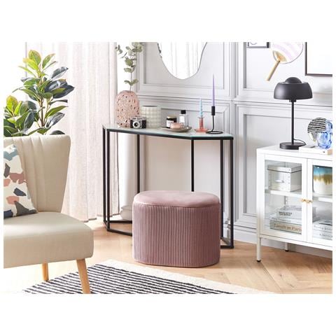 Pouf Contenitore Richland Velluto Rosa - Foto 1