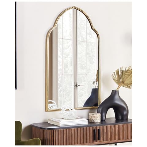 Specchio Aconchi 58 Cm 100 Cm Metallo Oro - Foto 1