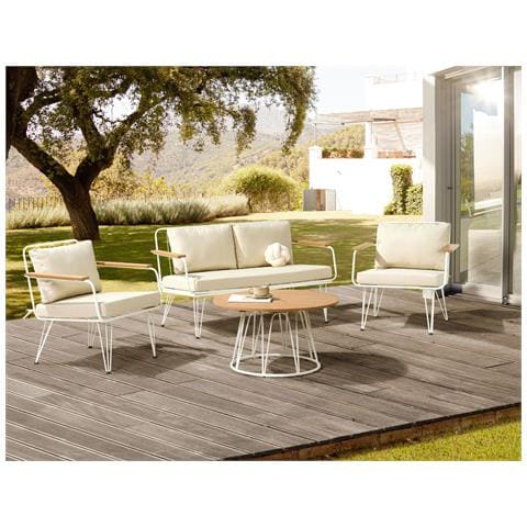 Set Da Giardino 4 Posti Bianco E Beige Montesilvano - Foto 1