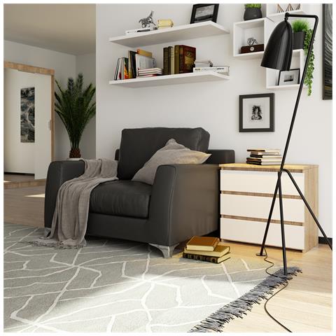 Comodino CL3, 3 cassetti, 60x35x57 cm, Colore Sonoma Quercia e Bianco - Foto 5