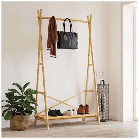 Appendiabiti Con Ripiano 102x50x190 Cm In Bambù - Foto 3