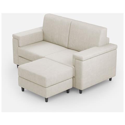 Divano Marrak 2 Posti (due Sedute Da 60cm) + Pouf Misure Esterne L. 148 P. 155 Colore Bianco - Foto 1