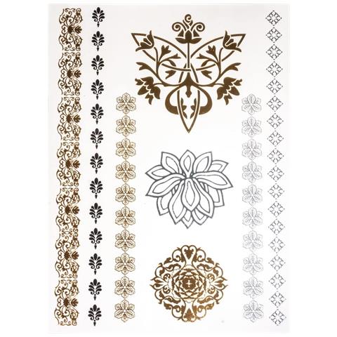 Tatuaggio Metallizzato 14x21 Cm Oro Argento Nero - Foto 1
