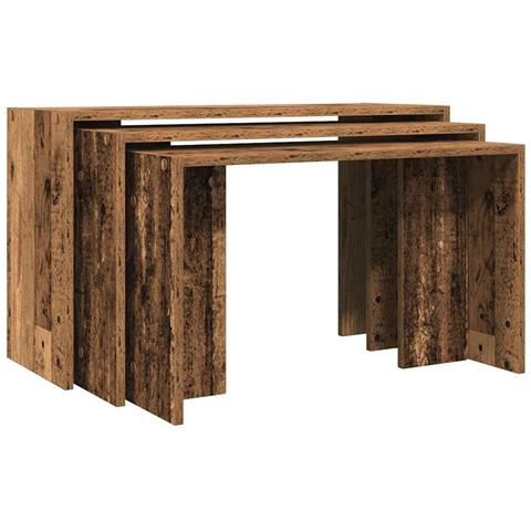 Tavolini Impilabili 3 Pz Legno Antico In Legno Multistrato - Foto 2