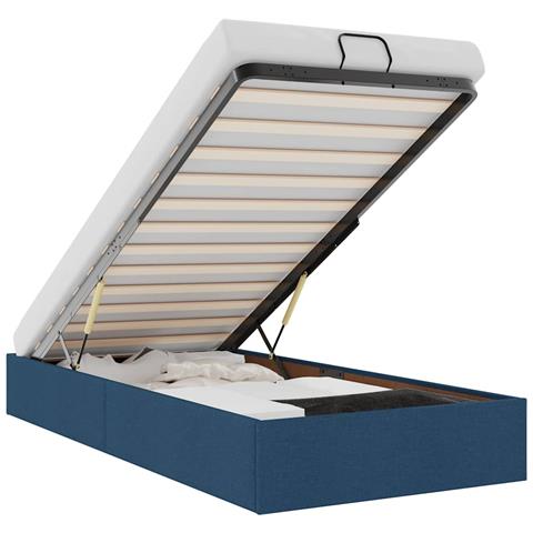 Struttura Letto Pouf Senza Materasso Blu 90x190 Cm In Tessuto - Foto 2