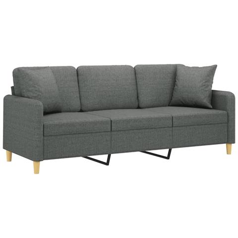 Divano A 3 Posti Con Cuscini Grigio Scuro 180 Cm In Tessuto - Foto 3