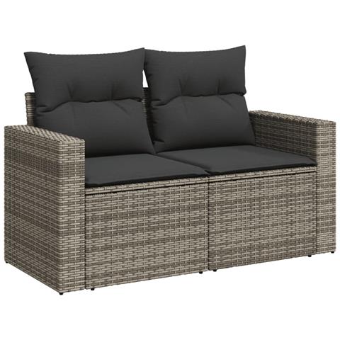 Set Divano Da Giardino 10 Pz Con Cuscini Grigio In Polyrattan - Foto 3