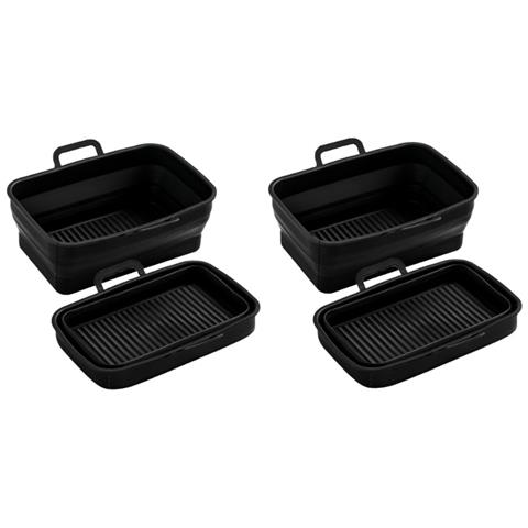 Ciotola Quadrata Pieghevole In Silicone Per Friggitrice Ad Aria, Confezione Da 2 Black - Foto 1