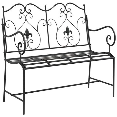 Panchina da Esterno Nera Metallo Standard Robusta - Foto 1