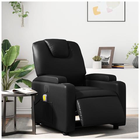 Poltrona Massaggiante Reclinabile Elettrica Nera in Similpelle - Foto 2