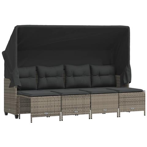 Set Divano da Giardino 5 pz con Cuscini Grigio in Polyrattan - Foto 1