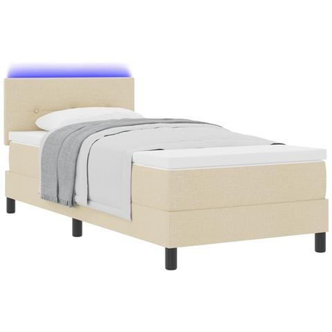Letto a Castello con Materasso e LED Crema 90x200 cm Tessuto - Foto 1
