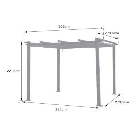 Pergola Autoportante 3 × 3m Cassis Taupe - Struttura In Alluminio - Foto 2