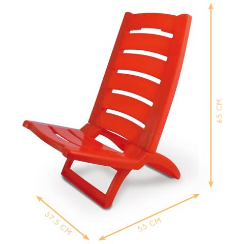 Sedia Camping Spiaggia Pieghevole Spiaggina Portatile Plastica Mod. Linosa Linosa Rosso - Foto 5