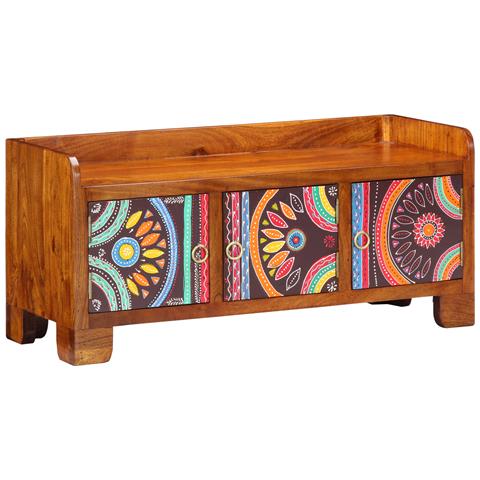 Panca per scarpe 90x35x40 cm in legno solido di acacia - Foto 2