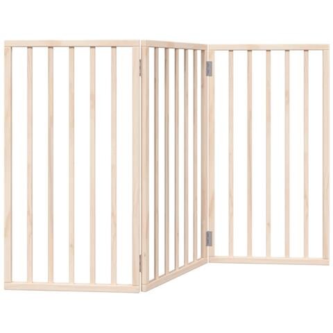 Cancello per Cani Pieghevole 3 Pannelli 150 cm Legno di Pioppo - Foto 1