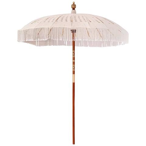 Ombrellone Crema (185-195) x 250 cm Cotone e legno massello - Foto 1