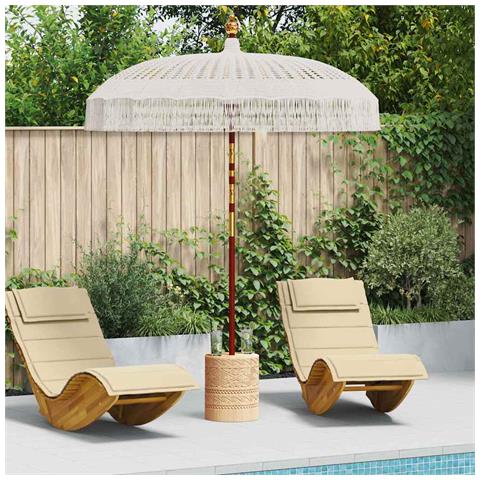 Ombrellone Crema (185-195) x 250 cm Cotone e legno massello - Foto 2