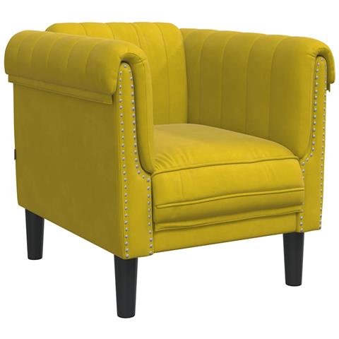 Poltrona Gialla in Velluto - Foto 1