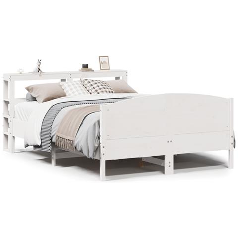 Letto senza Materasso Bianco 120x200 cm Legno Massello di Pino - Foto 1