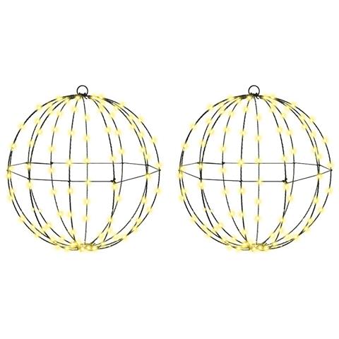 Palla con 192 LED 2 pcs Bianco caldo 40 cm Metallo - Foto 1