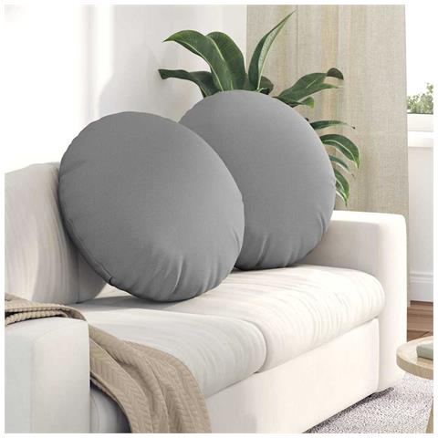 Cuscini per Seduta 2 pcs Grigio Nuvola Ø60 x 21 cm Tessuto - Foto 2