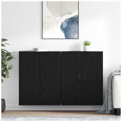 Mobile a muro 2 pcs Rovere Nero 69,5 x 34 x 90 cm - Foto 2