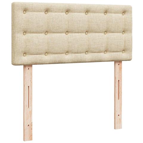 Struttura Letto Pouf con Materasso Crema 80x200 cm in Tessuto - Foto 9
