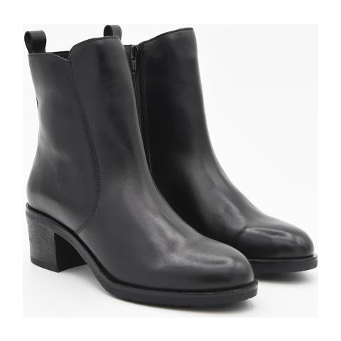 Stivaletti Da Donna In Pelle Con Tacco, Neri. - Foto 1