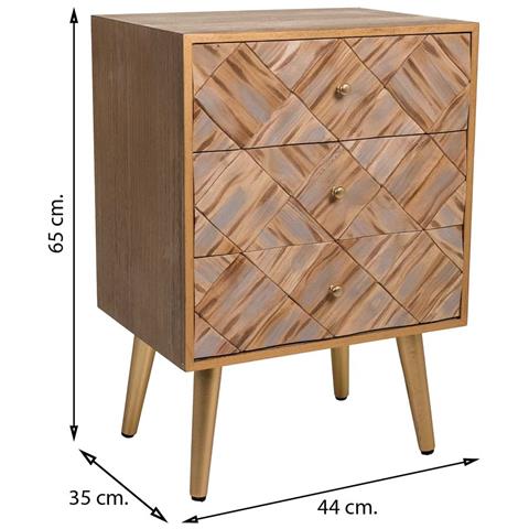 Comodino In Legno Marrone 44x35x65 - Foto 7