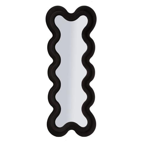 Specchio Da Parete Monica Wavy In Velluto Nero 67x166 Cm - Foto 1