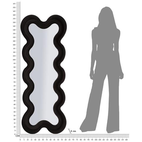 Specchio Da Parete Monica Wavy In Velluto Nero 67x166 Cm - Foto 8